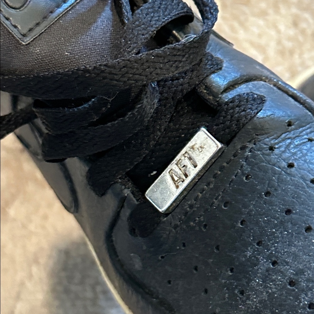 NIKE AIR Black Leather Sneakers with Off-White Platform Sole